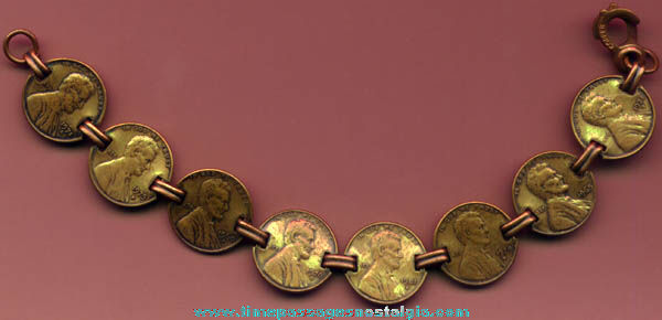 United States Lincoln Memorial Cents Copper Charm Bracelet