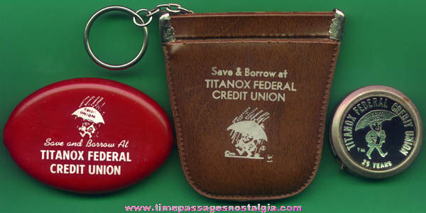 (3) Old Titanox Federal Credit Union Advertising Premium Items