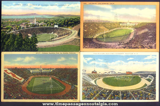 (4) Different Old Football Sports Stadium Post Cards