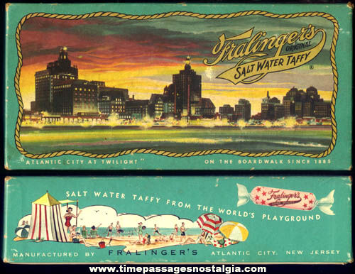 Colorful Old Fralingers Atlantic City Salt Water Taffy Candy Advertising Box