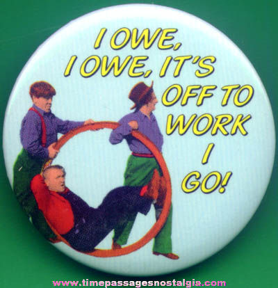 Old Three Stooges Character Pin Back Button