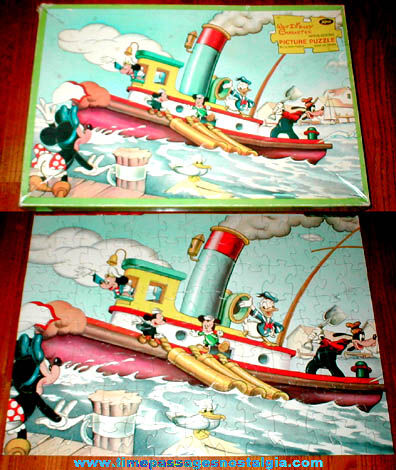 Complete Old Boxed Walt Disney Character Tugboat Jigsaw Puzzle