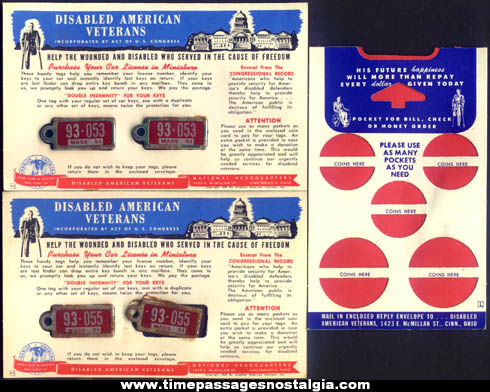 (6) 1951 Disabled American Veterans License Plate Charm Related Items