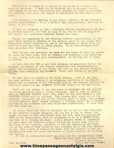(2) Amesbury, Massachusetts World War II Homefront Paper Items