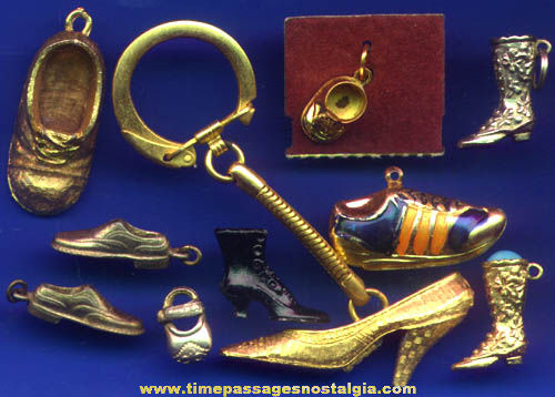 (10) Old Metal Miniature and Jewelry Charm Shoes
