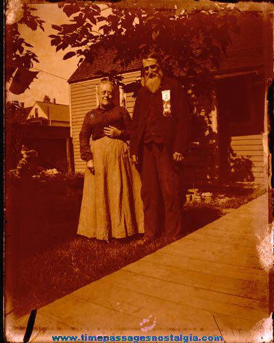 Large Man & Woman Glass Photograph Negative