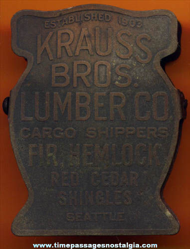 Old Metal Krauss Brothers Lumber Company Advertising Premium Clip