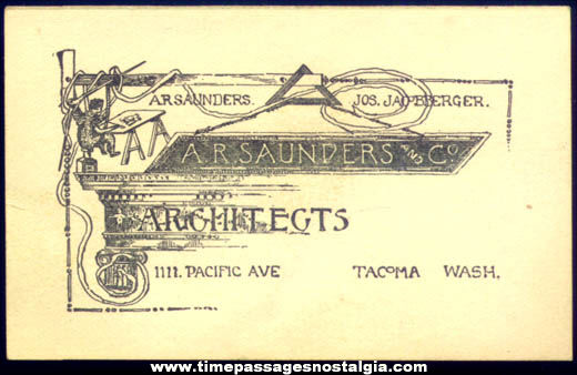 Old Tacoma Washington Architect Advertising Business Card