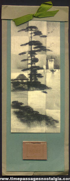 Small 1921 Japanese Print Paper Wall Calendar