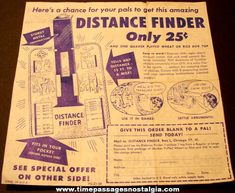 1954 Sergeant Preston of the Yukon Premium Distance Finder with Insert Paper & Mailer Box