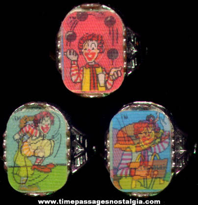 (3) Old McDonalds Restaurant Ronald McDonald Flicker Toy Rings