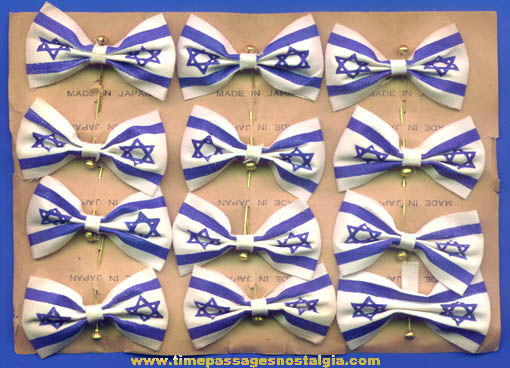 (12) Old Unused Carded Israel Cloth Flag Pins