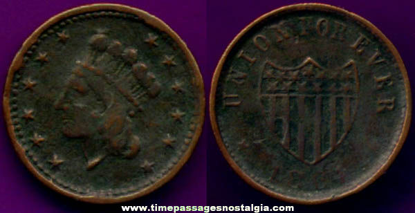 1864 United States Civil War Copper Token Coin