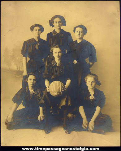 Large 1910 - 1911 Girls High School Basketball Team Photograph
