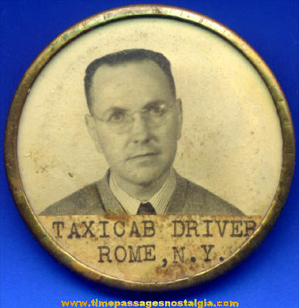 Old Rome New York Taxi Cab Driver Photo ID Employee Badge