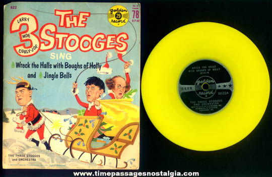 1960 Three Stooges Christmas Record With Picture Sleeve