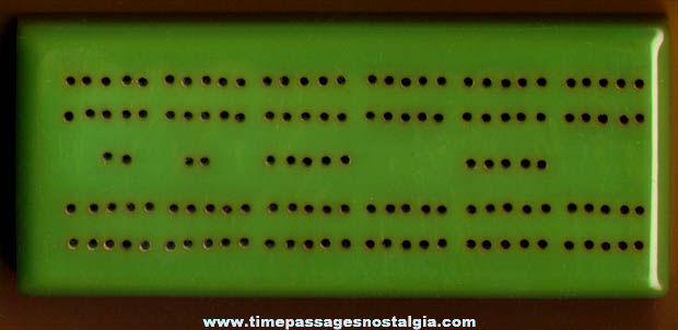 Old Green Bakelite Cribbage Card Game Score Board