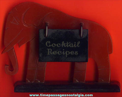 Old Bakelite Elephant Bar Cocktail Drink Recipe Booklet