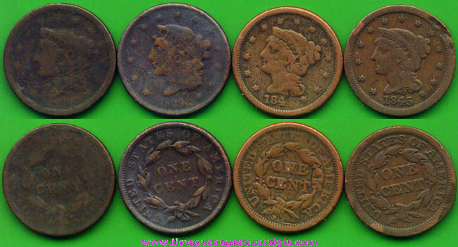 (4) 19th Century United States Large Cent Copper Coins