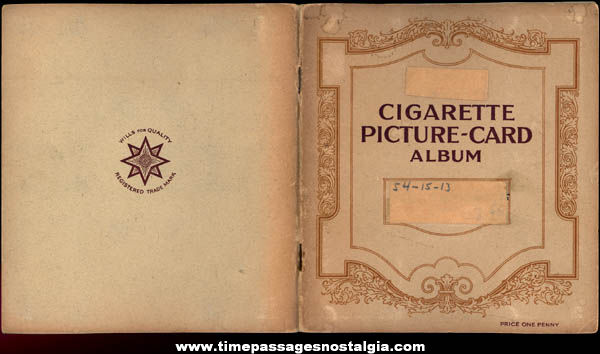Set Of (50) Old Cigarette Cards In Old Cigarette Card Album