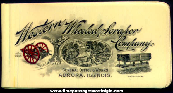 Colorful 1899 Western Wheeled Scraper Company Celluloid Advertising Premium Notebook