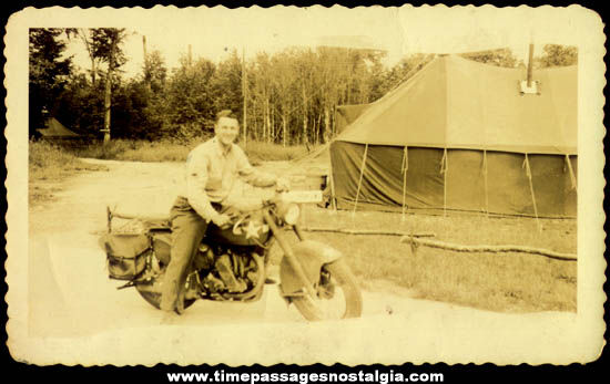 World War II U.S. Army Soldier & Motorcycle Photograph