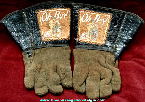 Early Pair Of Childrens OH BOY Motorcycle Gloves