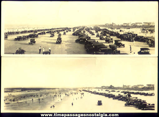 (2) 1920s Daytona Beach Florida Panoramic Photographs With Automobiles