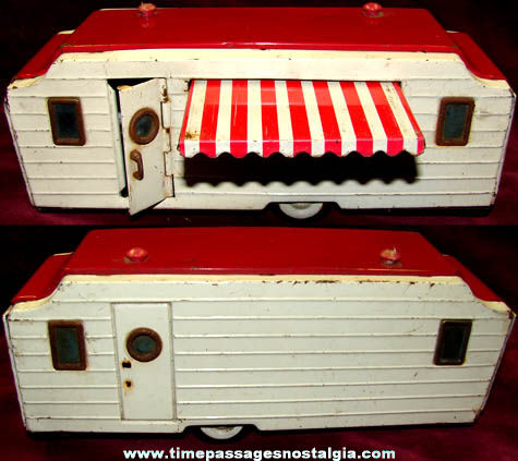 Old Tin Toy Travel Trailer House Van