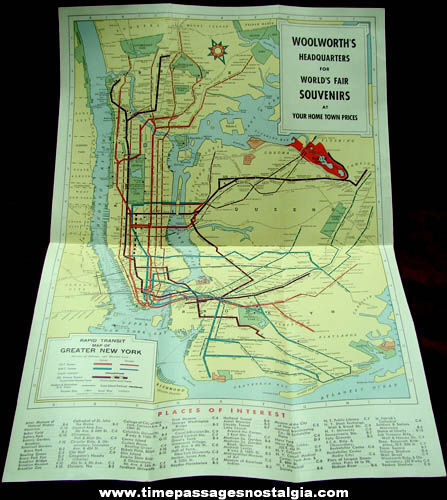 1939 - 1940 New York World’s Fair Woolworth’s Advertising Premium Map
