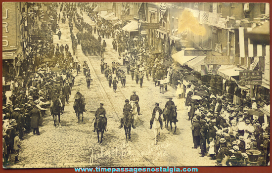 Fourth of July Parade 1908 Gardiner Maine Real Photo Post Card