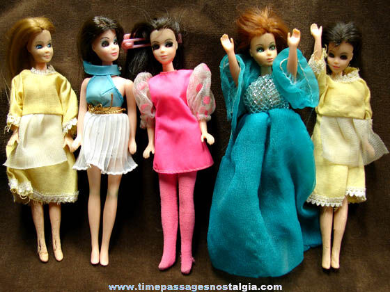 (5) 1970 Dressed Topper Dawn Character Toy Dolls