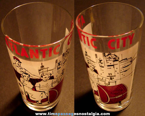 Old Atlantic City New Jersey Boardwalk Advertising Souvenir Drinking Glass