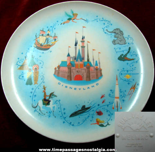 Colorful Old Disneyland Theme Park Advertising Souvenir Melmac Plate