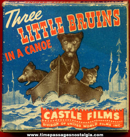 Old Boxed ’’Three Little Bruins In A Canoe’’ Castle 8mm Film