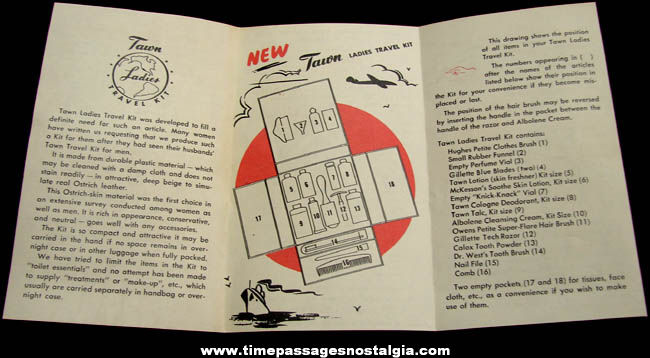 Unused 1940s Tawn Ladies Travel Kit With Contents