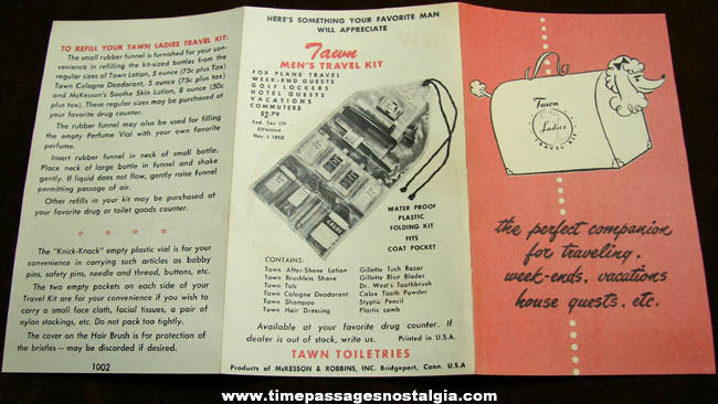 Unused 1940s Tawn Ladies Travel Kit With Contents