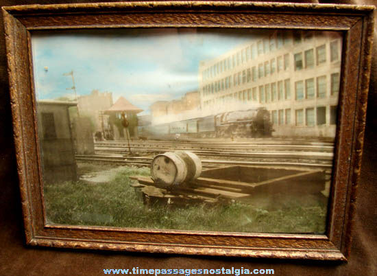 Old New Haven Railroad Boston Train Station Framed Colored Photograph