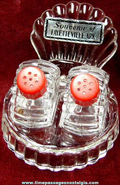 Old Fayetteville Arkansas Advertising Souvenir Salt & Pepper Shaker Set