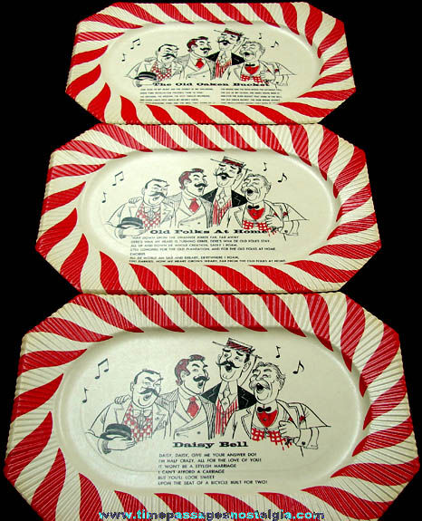 (24) Colorful ©1960 Unused Barber Shop Quartet Paper Plates