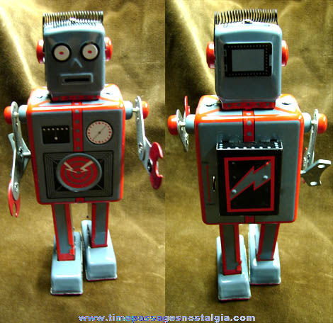 Key Wound Lithographed Tin Toy Robot