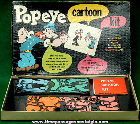 1957 King Features Popeye Character Colorforms Cartoon Kit