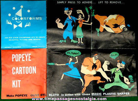 1957 King Features Popeye Character Colorforms Cartoon Kit