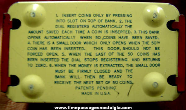 Colorful Old Childrens Tin Dime Register Savings Bank
