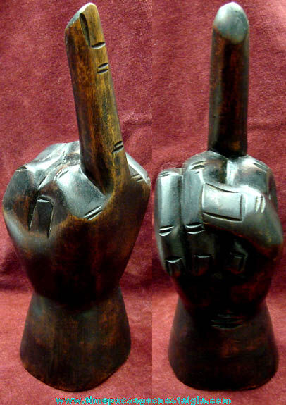 Hand Carved Wooden Middle Finger Statue