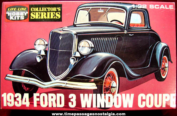 Old Sealed 1934 Ford Three Window Coupe Life Like Hobby Car Model Kit