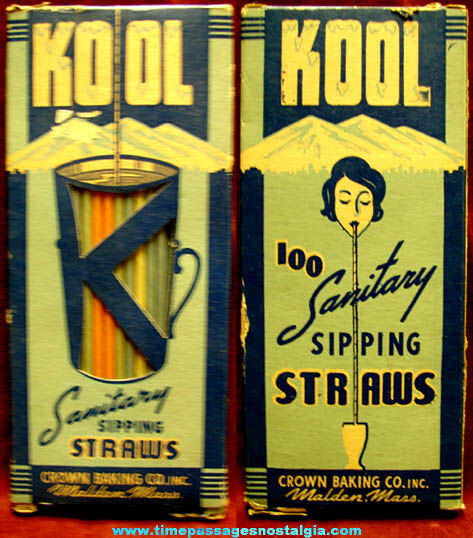 Old Unused Box of Kool Paper Drink Straws