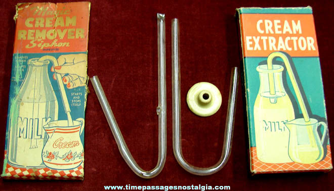 (2) 1930s Boxed Glass Cream Extractors