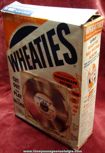 Complete 1950s Wheaties Cereal Record Box With Mail Away Premium Records