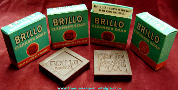 (4) Old Unused & Boxed Brillo Cleanser Soap Bars